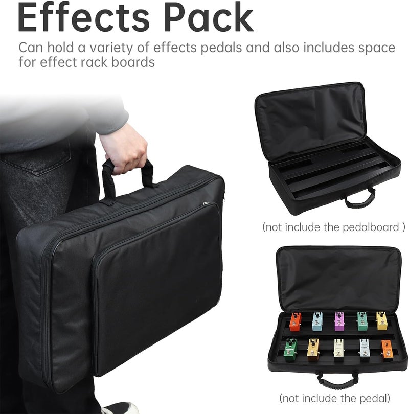 REMAGIC Guitar Effects Pedal Board Carry Bag, Guitar Portable Gig Bag Effects Pedal Case for Micro Controllers, Keyboards, and Multi-Effects Pedals, Carrying Bag Large Capacity Pocket Ideal for Guitar Lover - Image 3